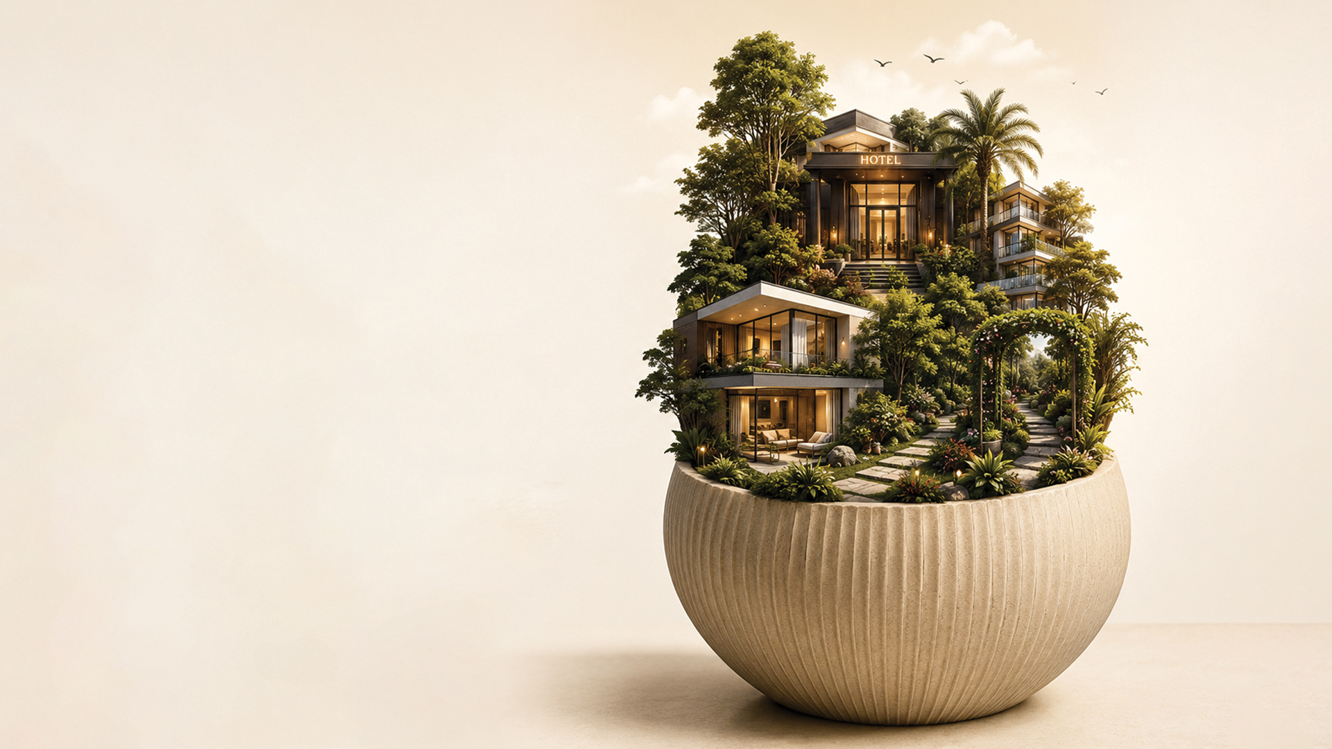 Decorative ceramic urns and vases